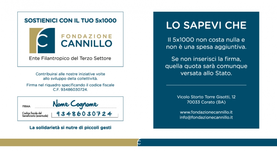 Dona il 5x1000 alla Fondazione Cannillo
